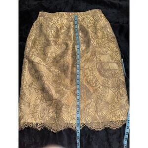 VINTAGE 90'S PILAR ROSSI FOR SAKS FIFTH AVENUE GOLD LACE METALLIC SKIRT 10